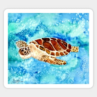 sea turtle square art painting Sticker